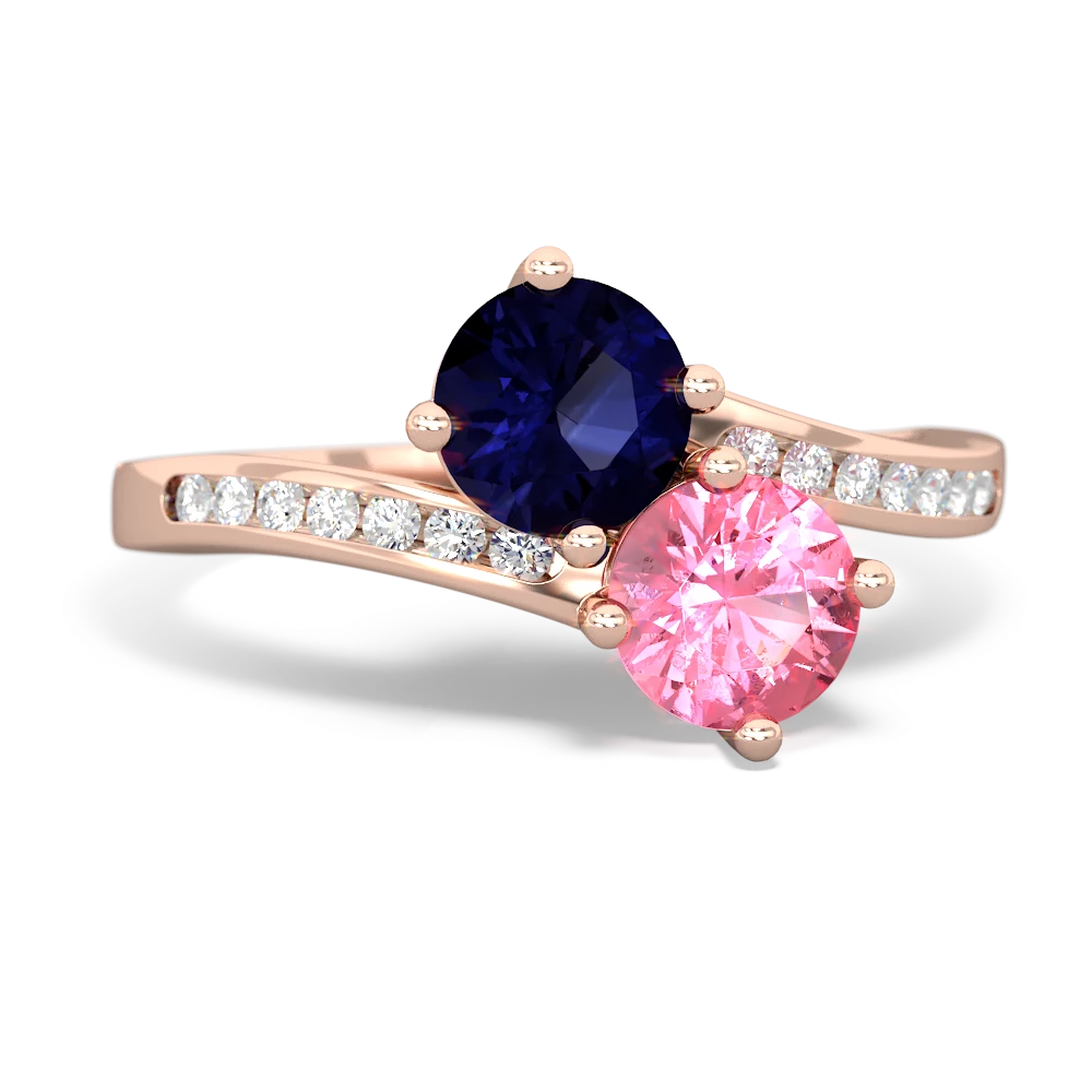 Sapphire Channel Set Two Stone 14K Rose Gold ring R5303