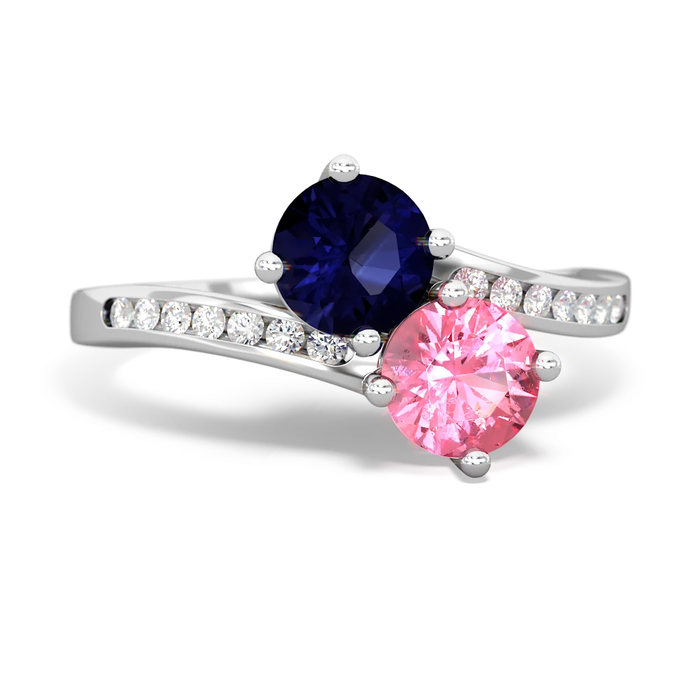 Sapphire Channel Set Two Stone 14K White Gold ring R5303