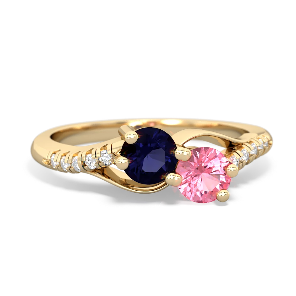 Sapphire Infinity Pave Two Stone 14K Yellow Gold ring R5285