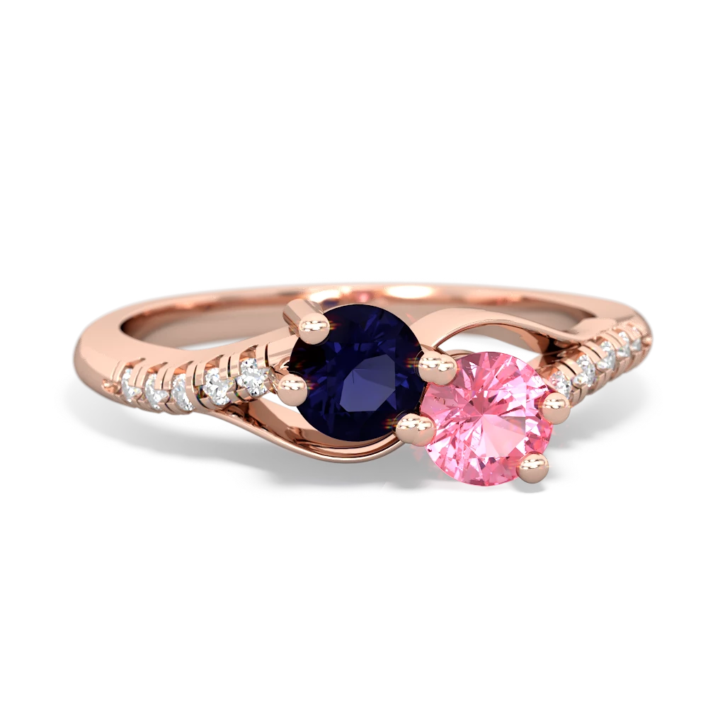 Sapphire Infinity Pave Two Stone 14K Rose Gold ring R5285