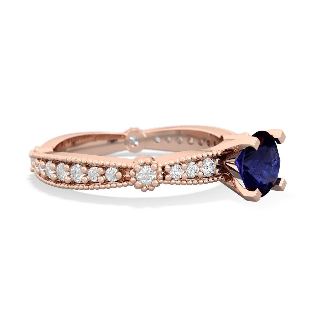 Sapphire Sparkling Tiara 6Mm Round 14K Rose Gold ring R26296RD