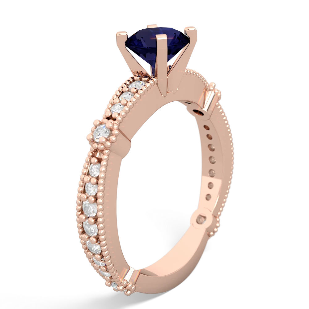 Sapphire Sparkling Tiara 6Mm Round 14K Rose Gold ring R26296RD