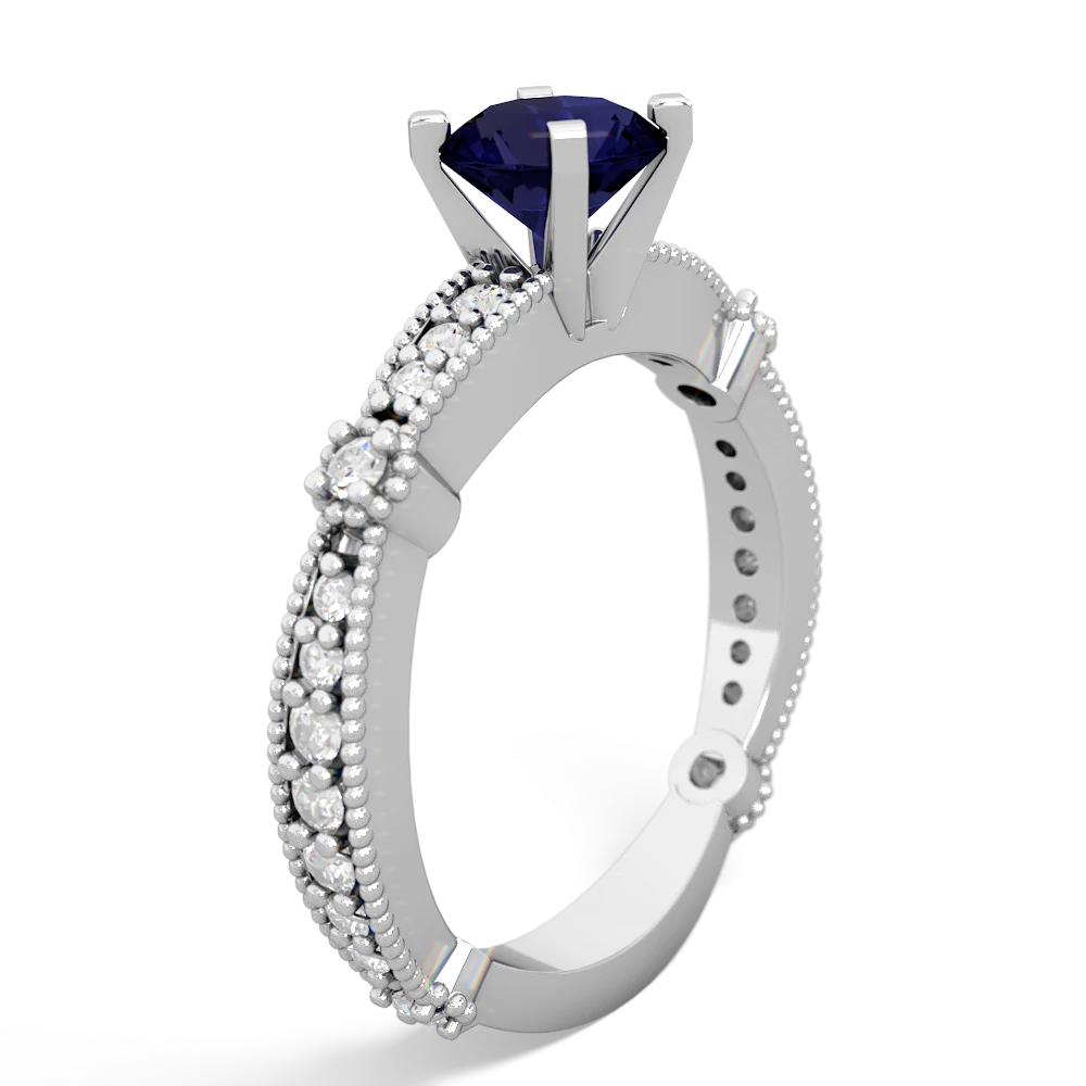 Sapphire Sparkling Tiara 6Mm Round 14K White Gold ring R26296RD