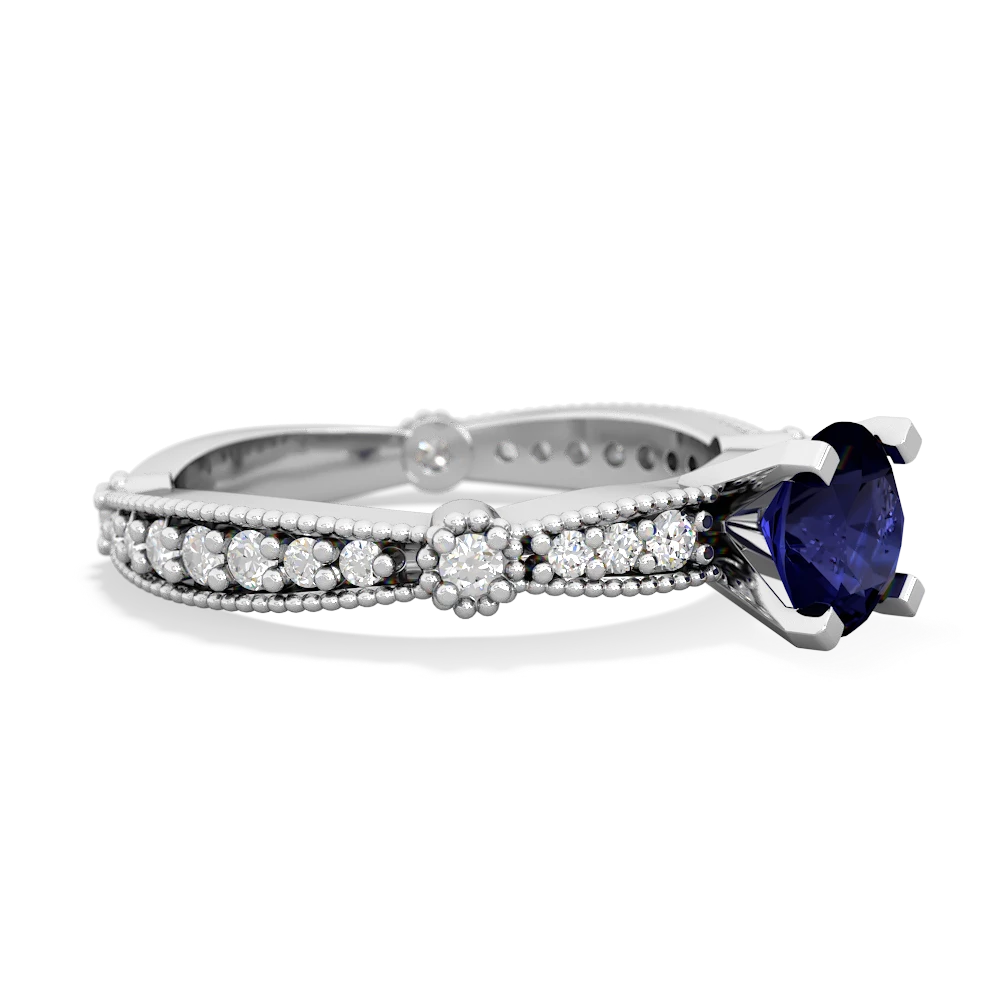 Sapphire Sparkling Tiara 6Mm Round 14K White Gold ring R26296RD