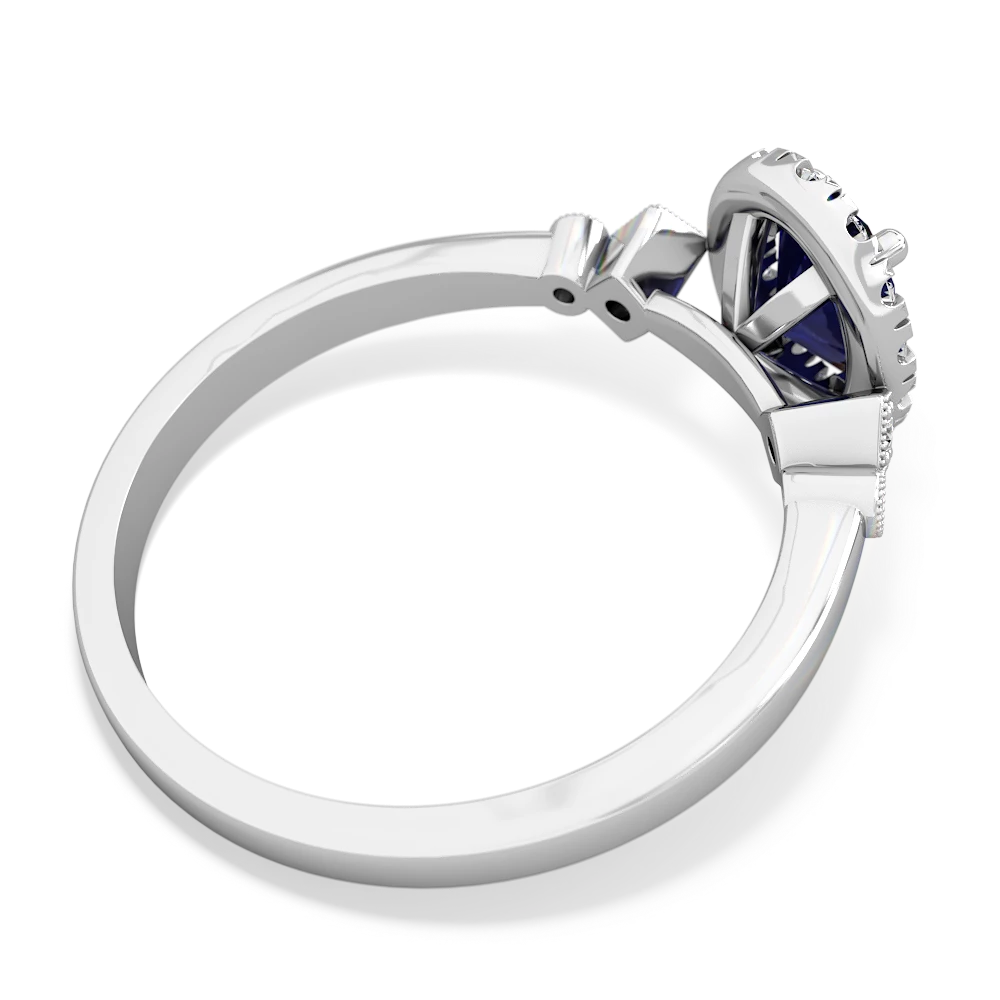 Sapphire Antique-Style Halo 14K White Gold ring R5720 - front view