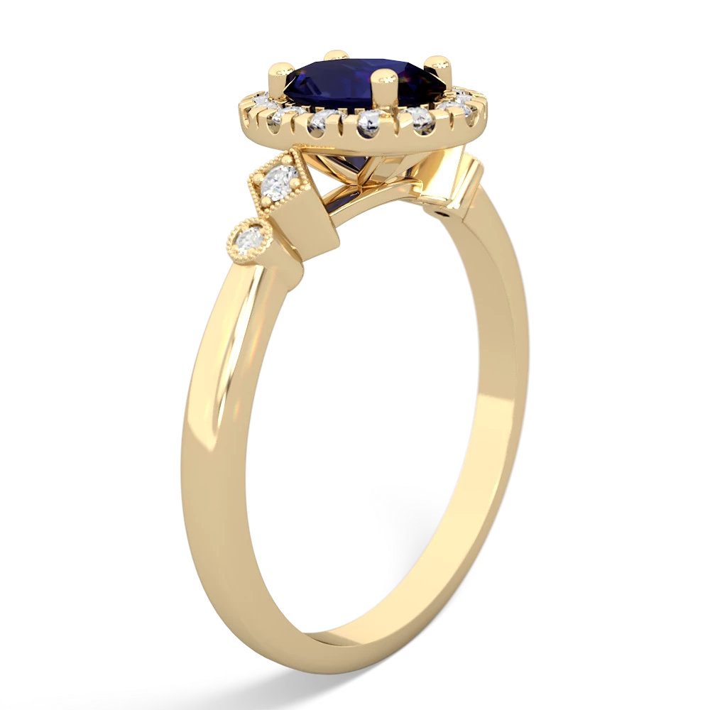 Sapphire Antique-Style Halo 14K Yellow Gold ring R5720