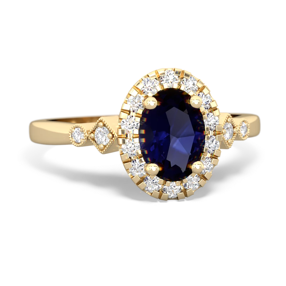 Sapphire Antique-Style Halo 14K Yellow Gold ring R5720