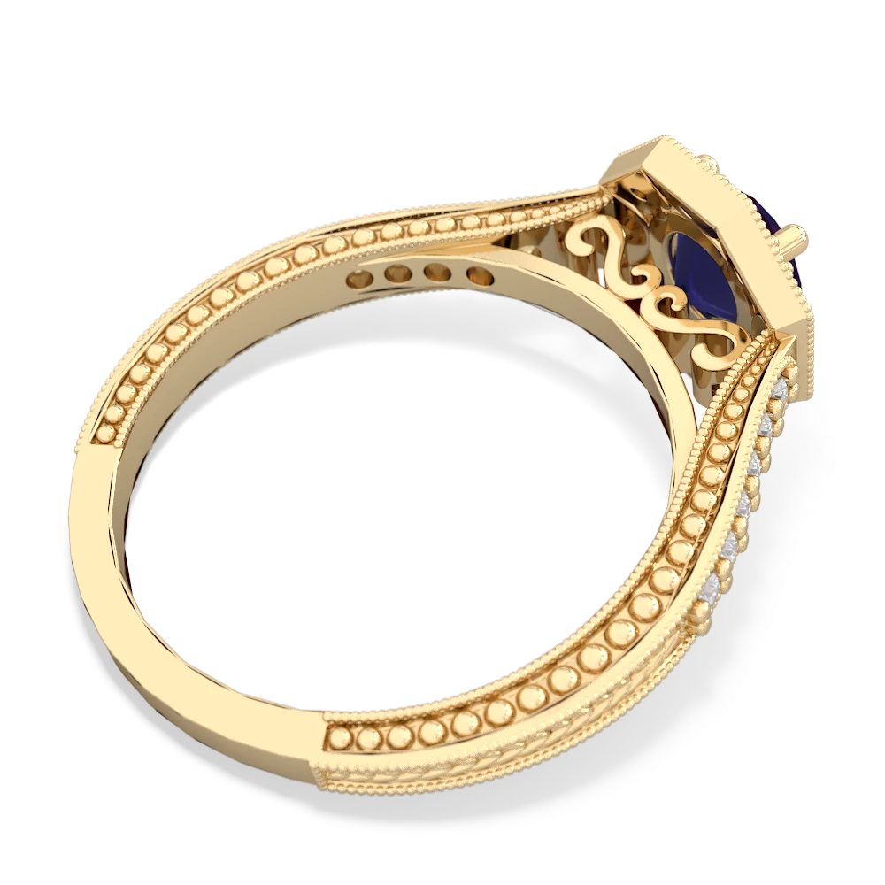 Sapphire Art-Deco Starburst 14K Yellow Gold ring R5520 - front view