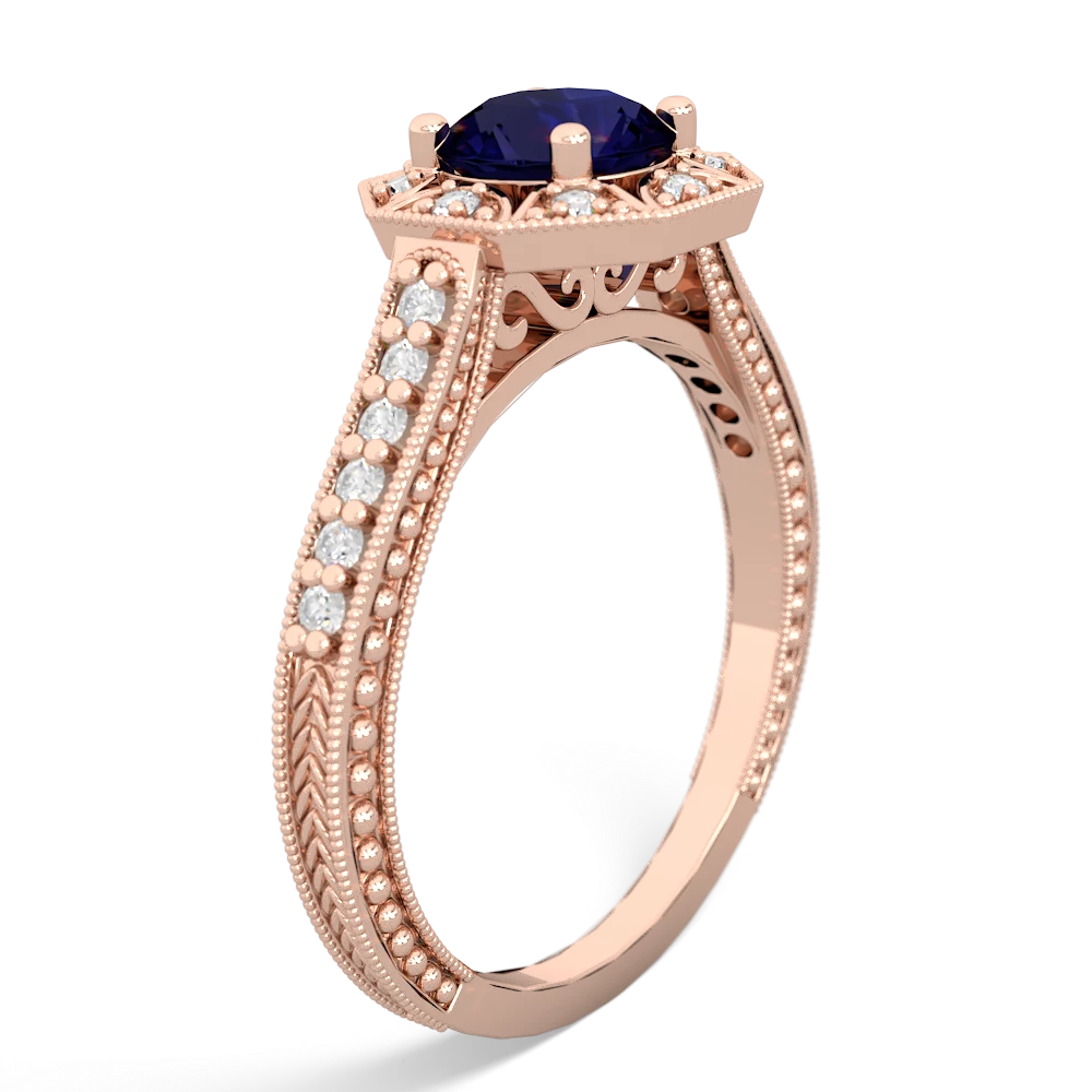 Sapphire Art-Deco Starburst 14K Rose Gold ring R5520