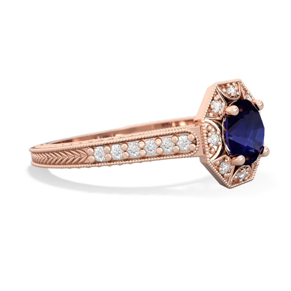 Sapphire Art-Deco Starburst 14K Rose Gold ring R5520