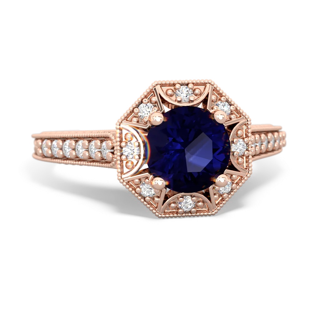 Sapphire Art-Deco Starburst 14K Rose Gold ring R5520