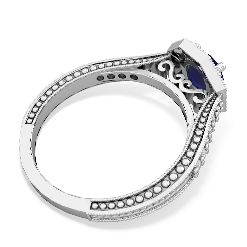 Sapphire Art-Deco Starburst 14K White Gold ring R5520