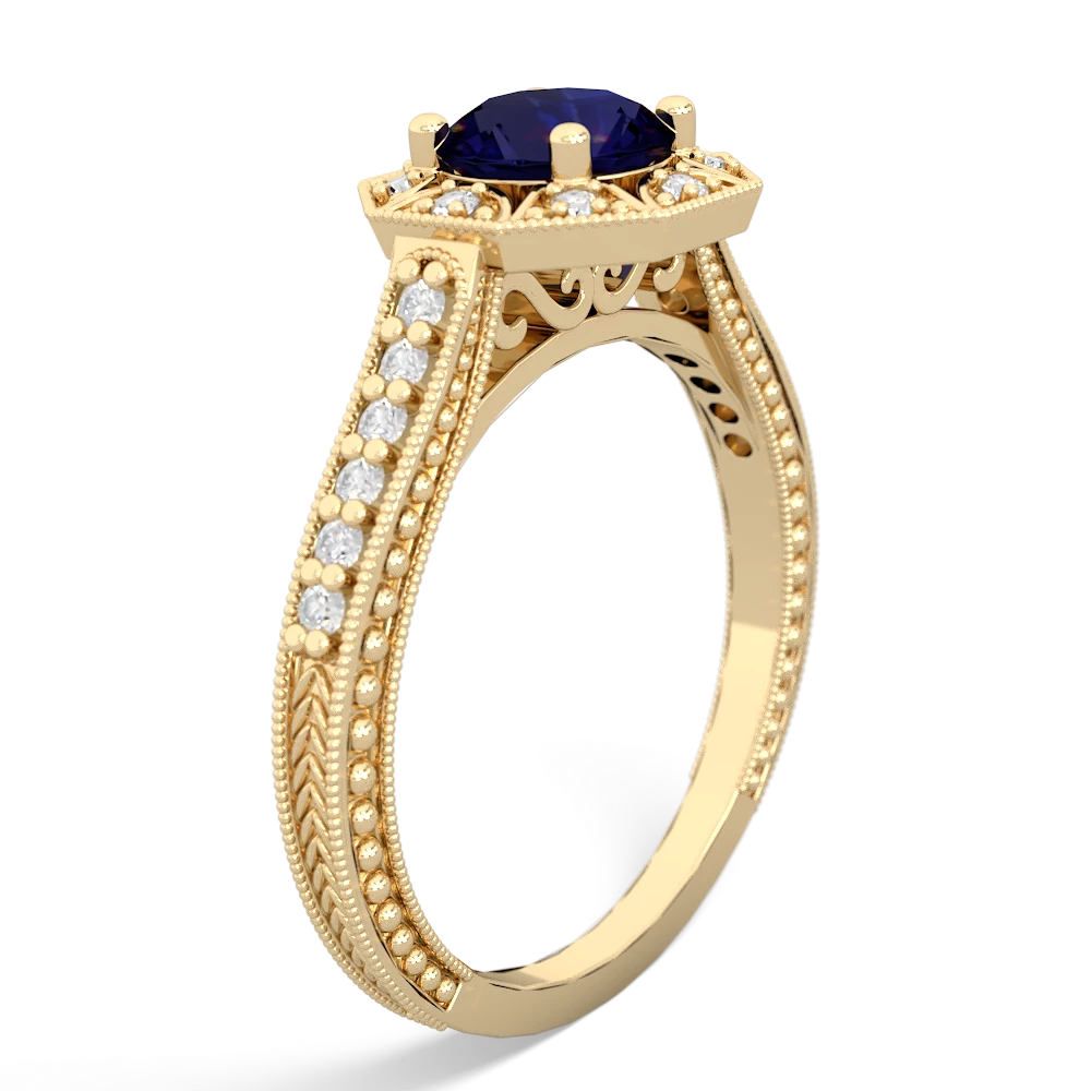 Sapphire Art-Deco Starburst 14K Yellow Gold ring R5520