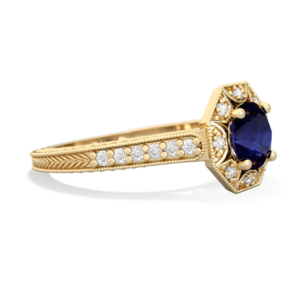 Sapphire Art-Deco Starburst 14K Yellow Gold ring R5520