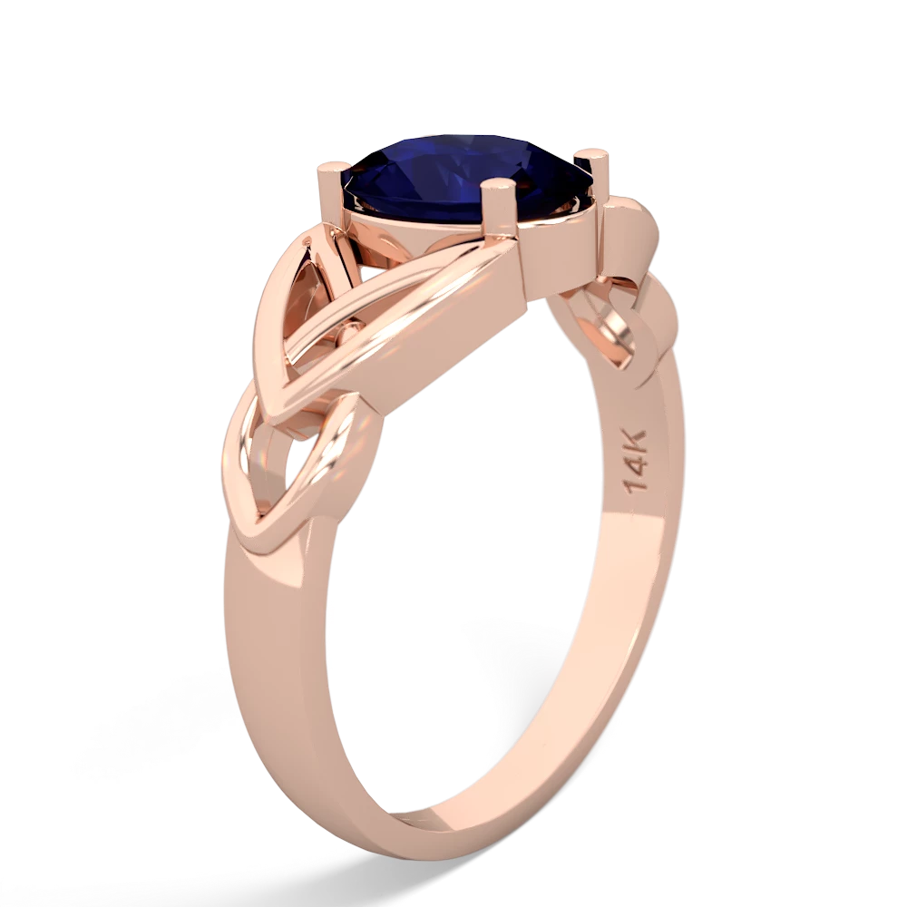 Sapphire Celtic Trinity Knot 14K Rose Gold ring R2389