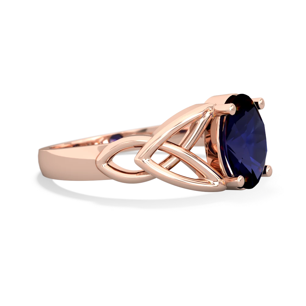 Sapphire Celtic Trinity Knot 14K Rose Gold ring R2389