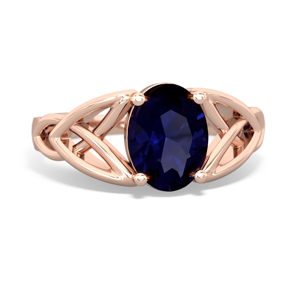Sapphire Celtic Trinity Knot 14K Rose Gold ring R2389