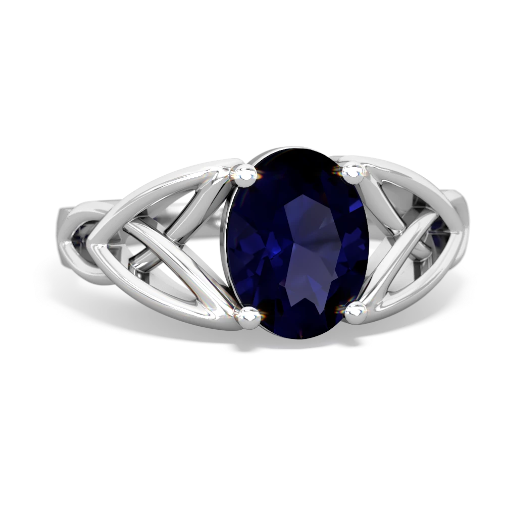 Sapphire Celtic Trinity Knot 14K White Gold ring R2389