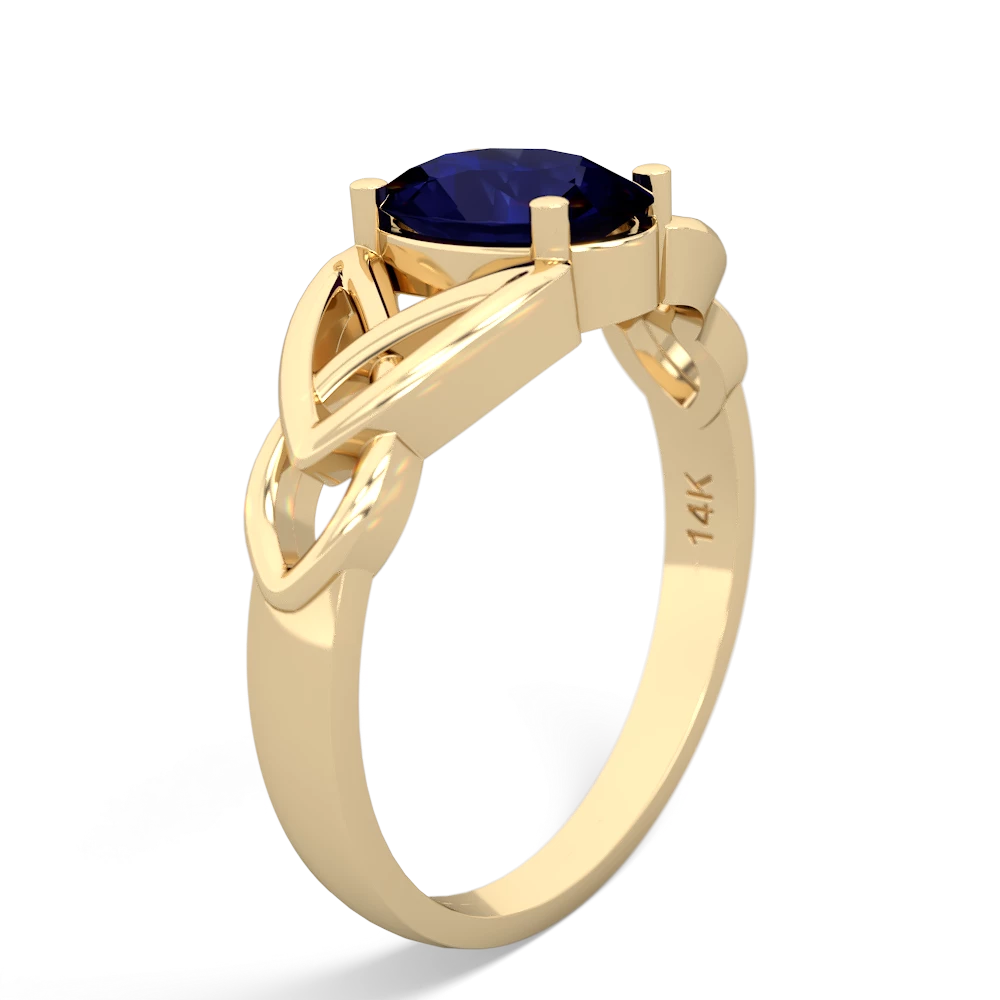 Sapphire Celtic Trinity Knot 14K Yellow Gold ring R2389