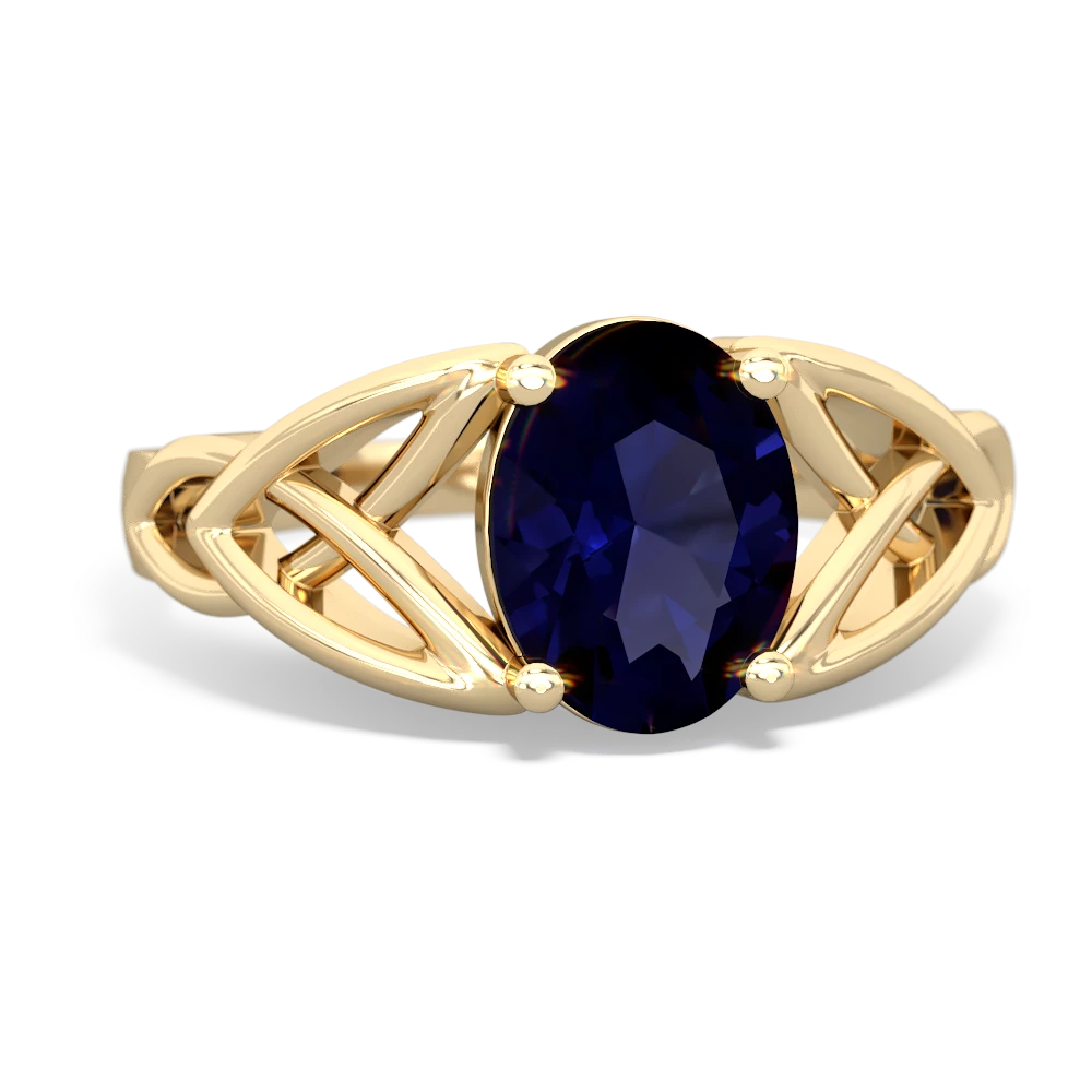 Sapphire Celtic Trinity Knot 14K Yellow Gold ring R2389