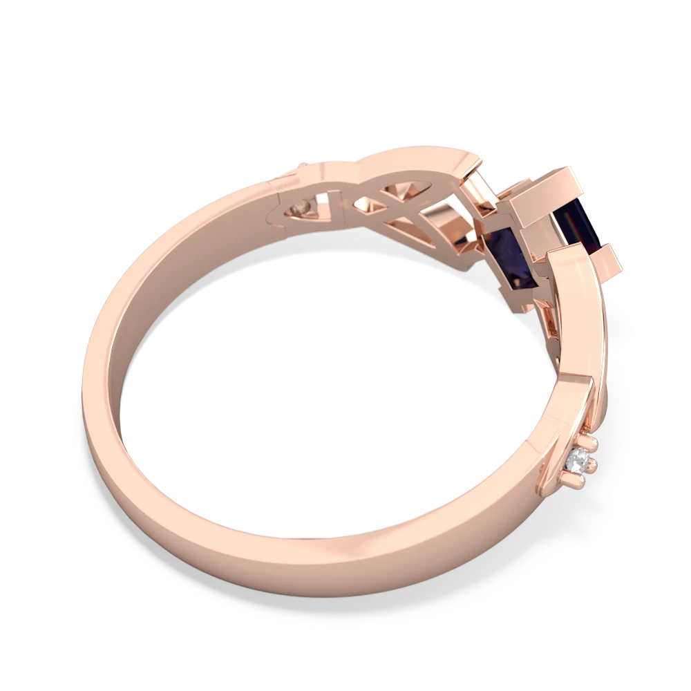 Sapphire Celtic Trinity Knot 14K Rose Gold ring R3349 - front view