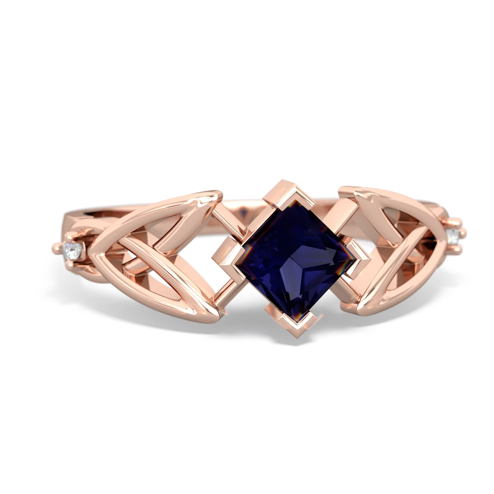 Sapphire Celtic Knot Princess 14K Rose Gold ring R3349