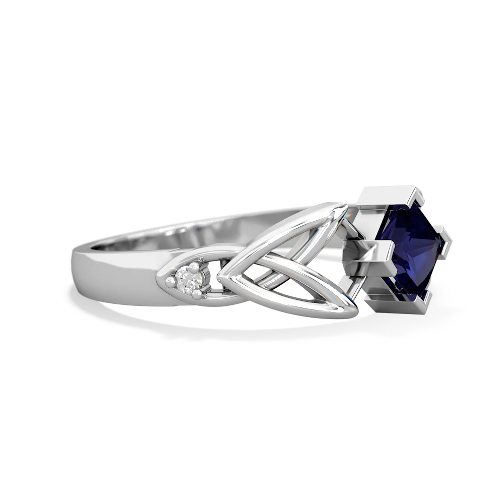 Sapphire Celtic Knot Princess 14K White Gold ring R3349