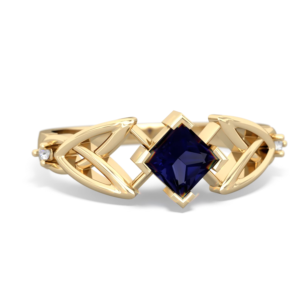 Sapphire Celtic Knot Princess 14K Yellow Gold ring R3349