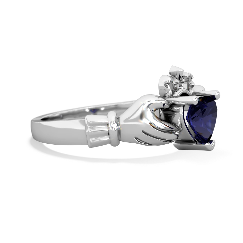 Sapphire Claddagh 14K White Gold ring R2370