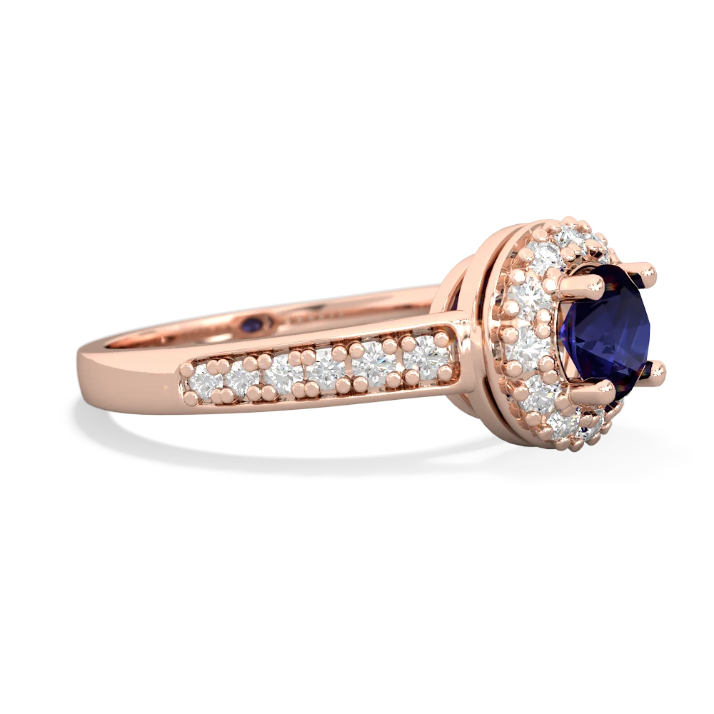 Sapphire Diamond Halo 14K Rose Gold ring R5370