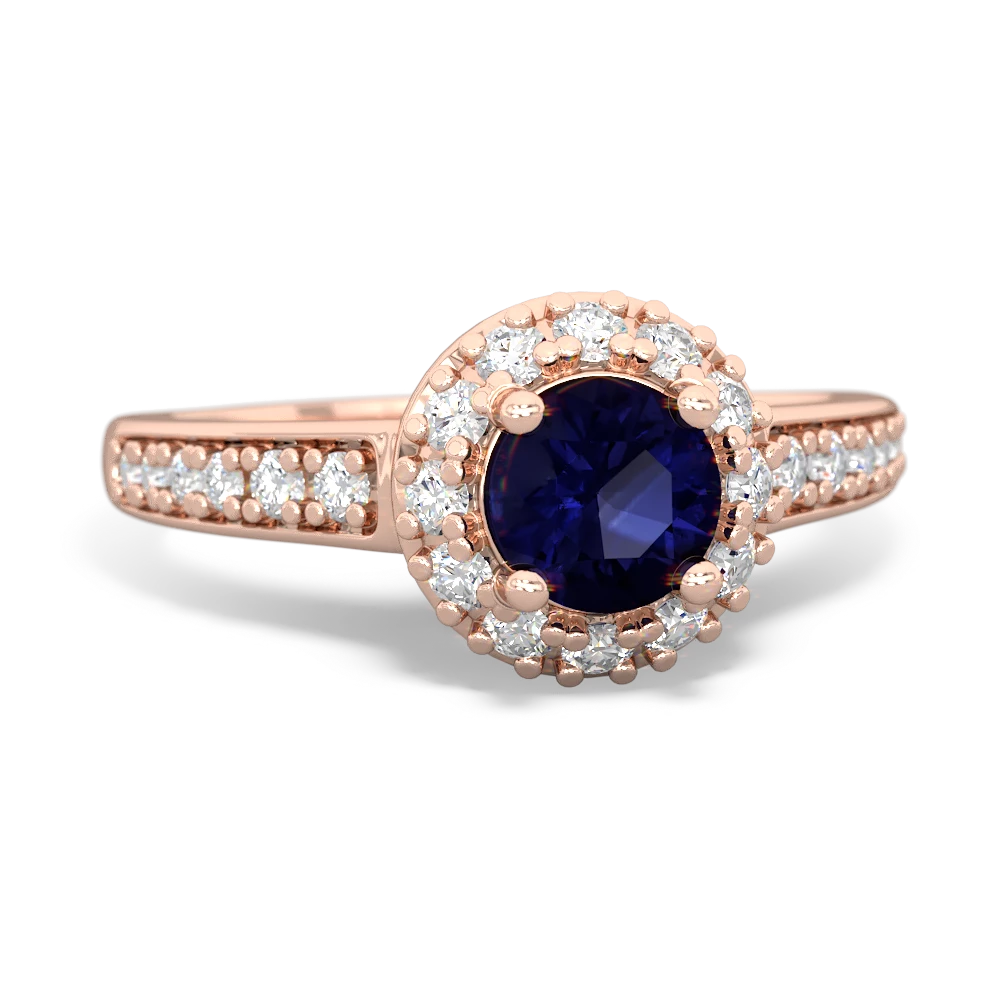 Sapphire Diamond Halo 14K Rose Gold ring R5370