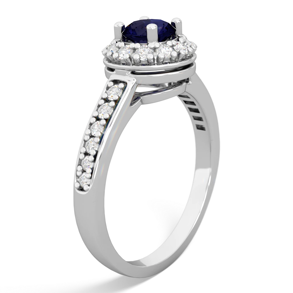 Sapphire Diamond Halo 14K White Gold ring R5370