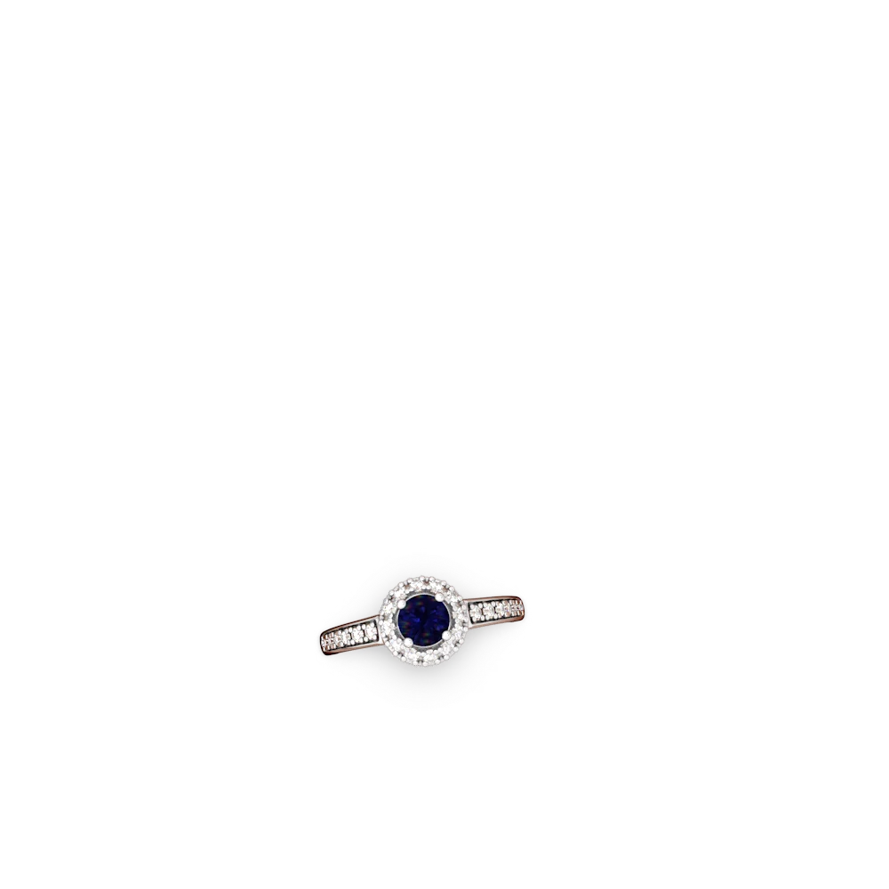 Sapphire Diamond Halo 14K White Gold ring R5370