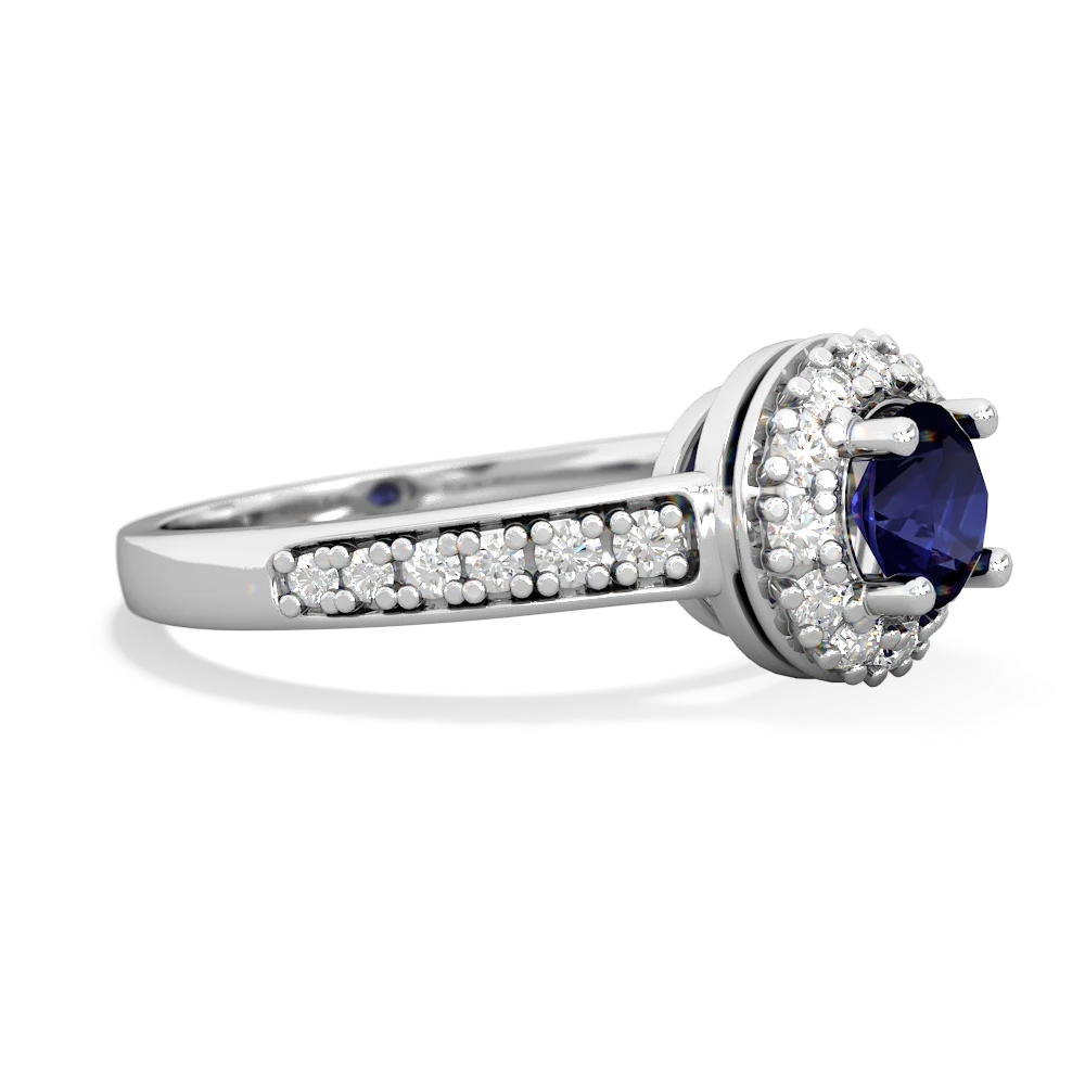 Sapphire Diamond Halo 14K White Gold ring R5370