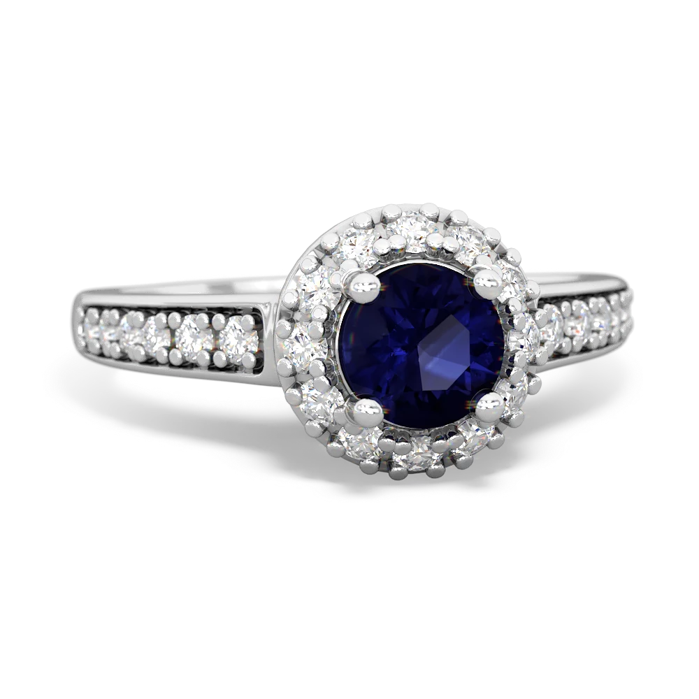 Sapphire Diamond Halo 14K White Gold ring R5370