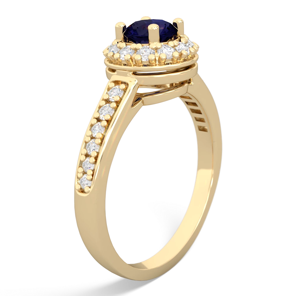 Sapphire Diamond Halo 14K Yellow Gold ring R5370