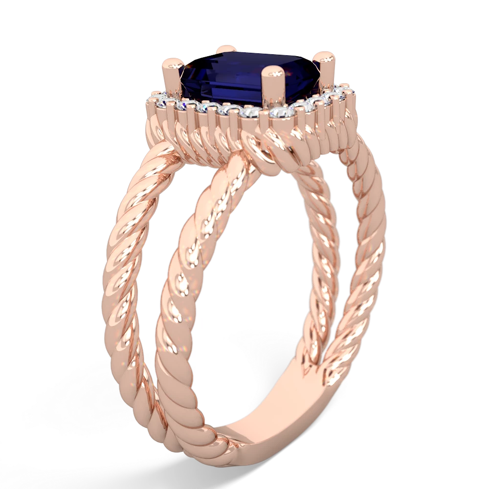 Sapphire Rope Split Band 14K Rose Gold ring R2628