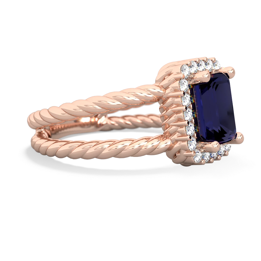 Sapphire Rope Split Band 14K Rose Gold ring R2628