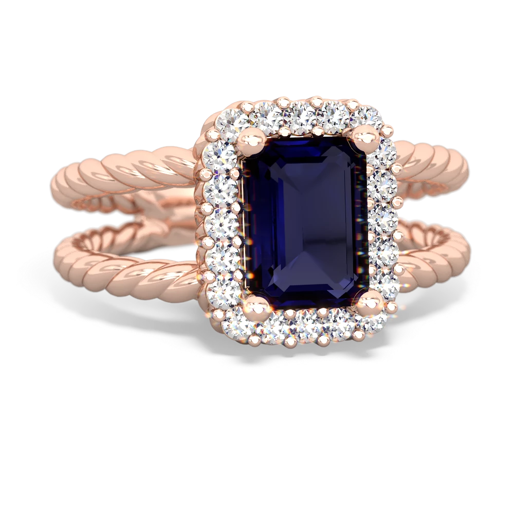 Sapphire Rope Split Band 14K Rose Gold ring R2628