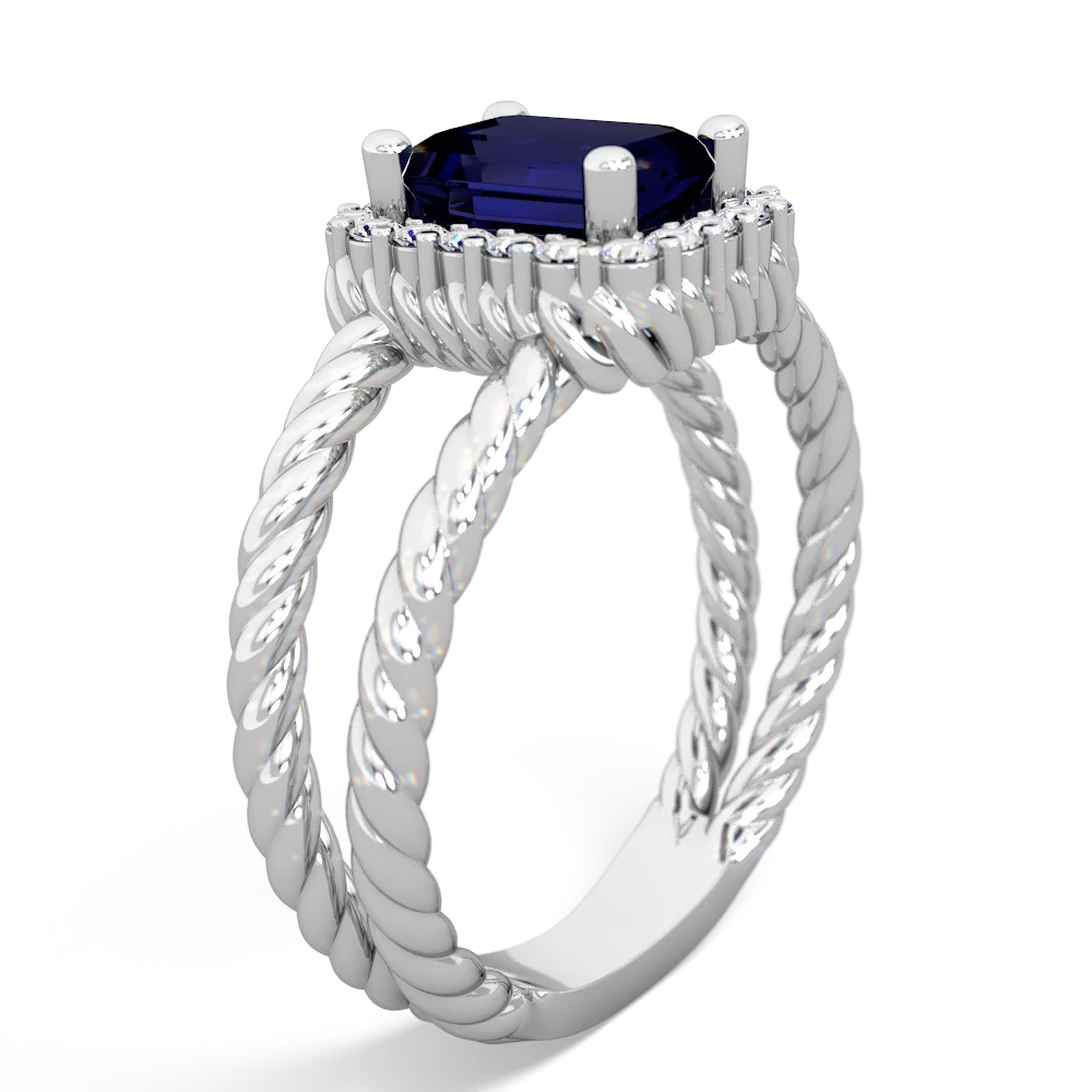 Sapphire Rope Split Band 14K White Gold ring R2628