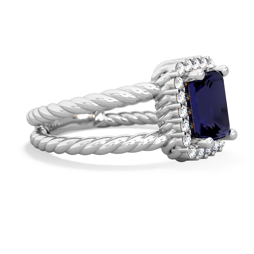 Sapphire Rope Split Band 14K White Gold ring R2628