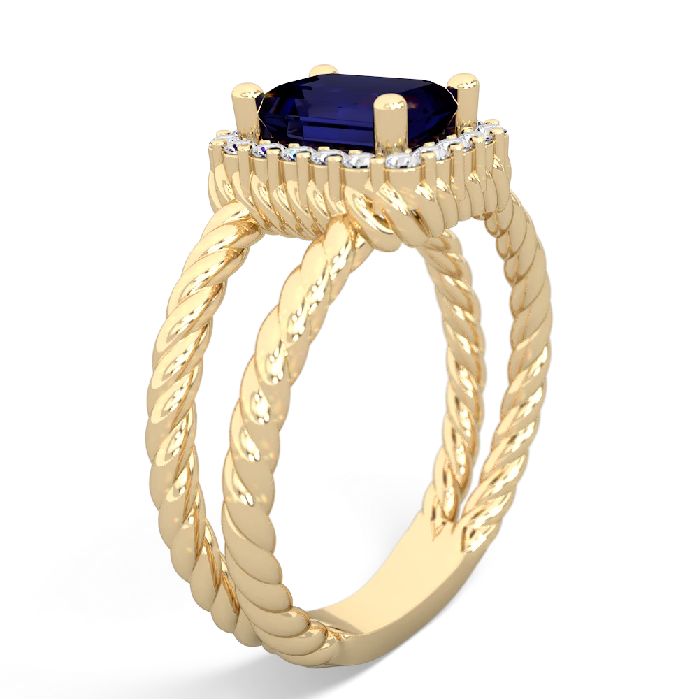 Sapphire Rope Split Band 14K Yellow Gold ring R2628