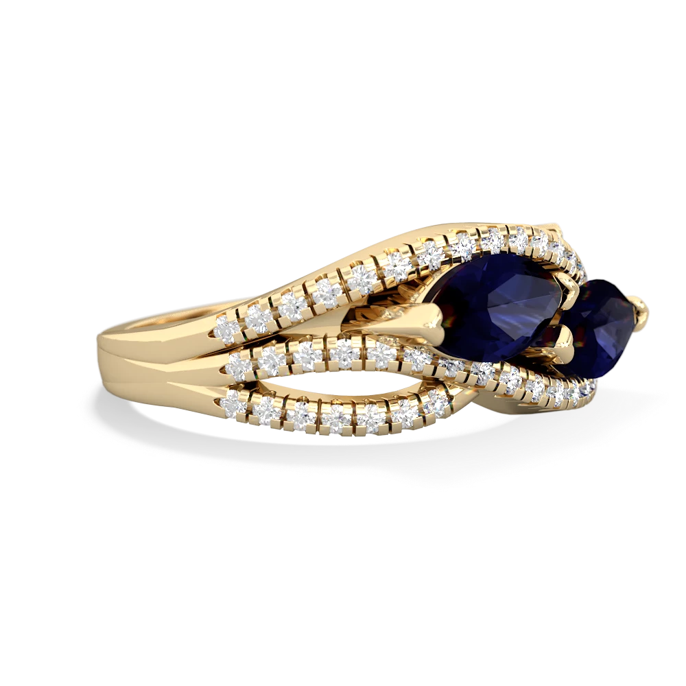 Sapphire Diamond Rivers 14K Yellow Gold ring R3070