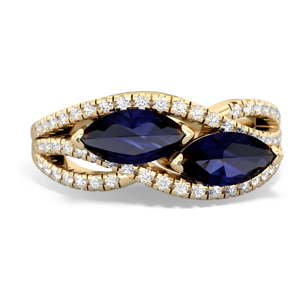 Sapphire Diamond Rivers 14K Yellow Gold ring R3070