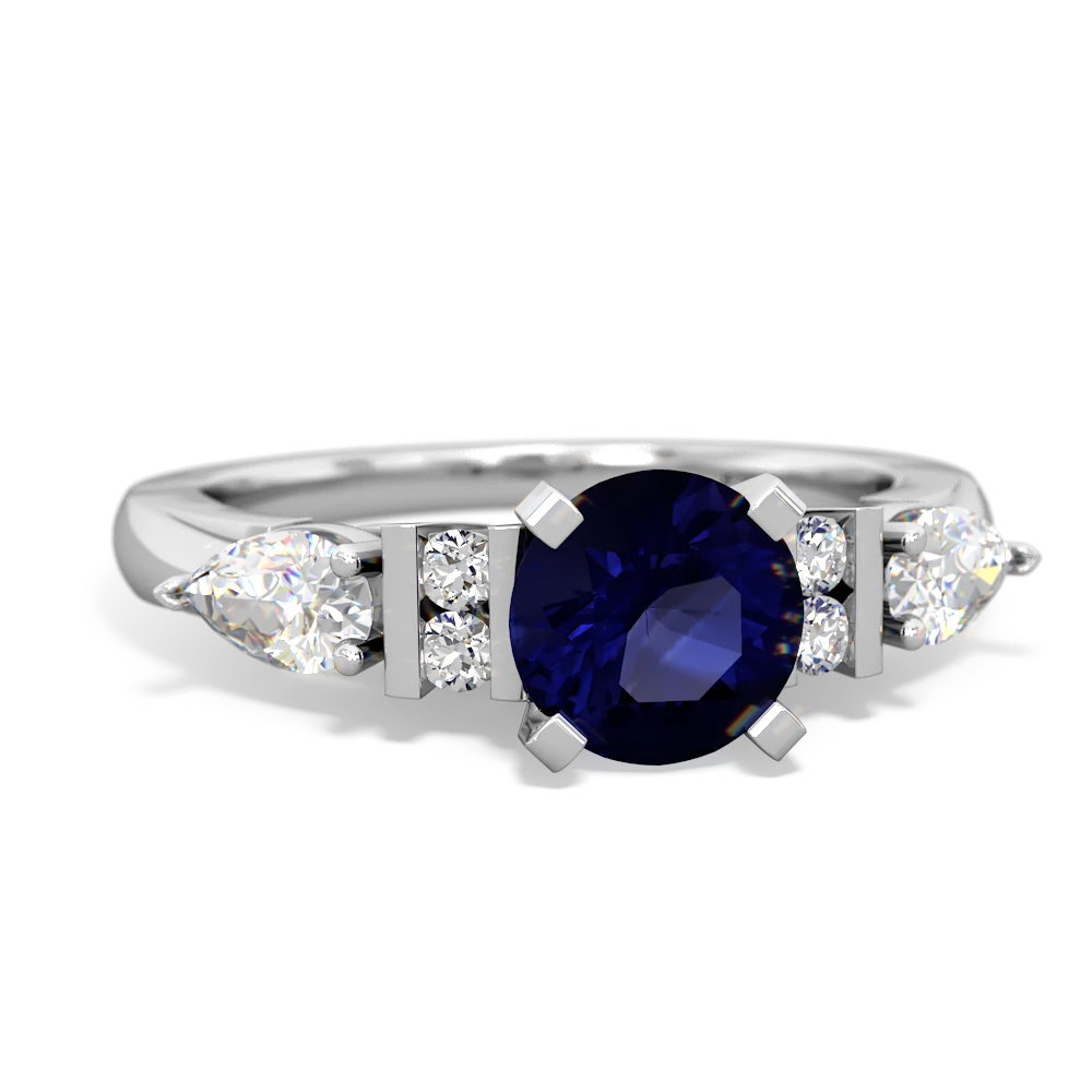 Sapphire Engagement 14K White Gold ring R2002 - front view