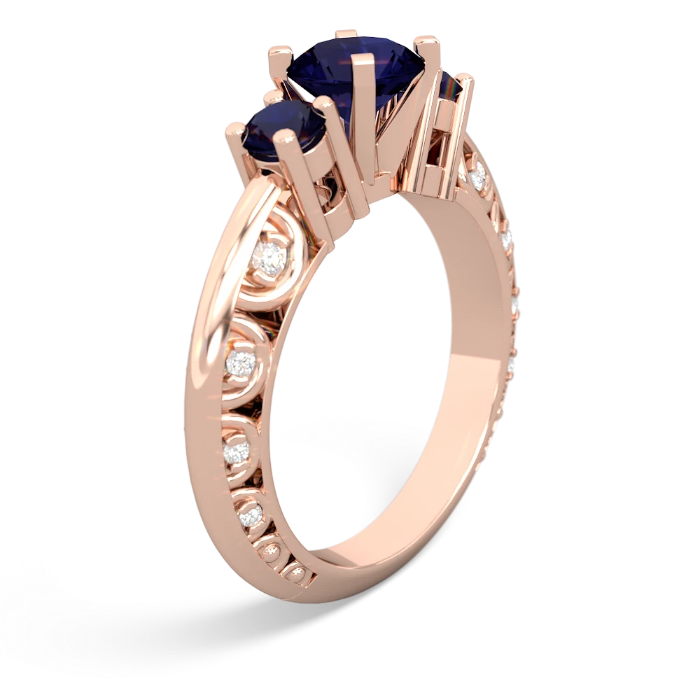 Sapphire Art Deco Eternal Embrace Engagement 14K Rose Gold ring C2003