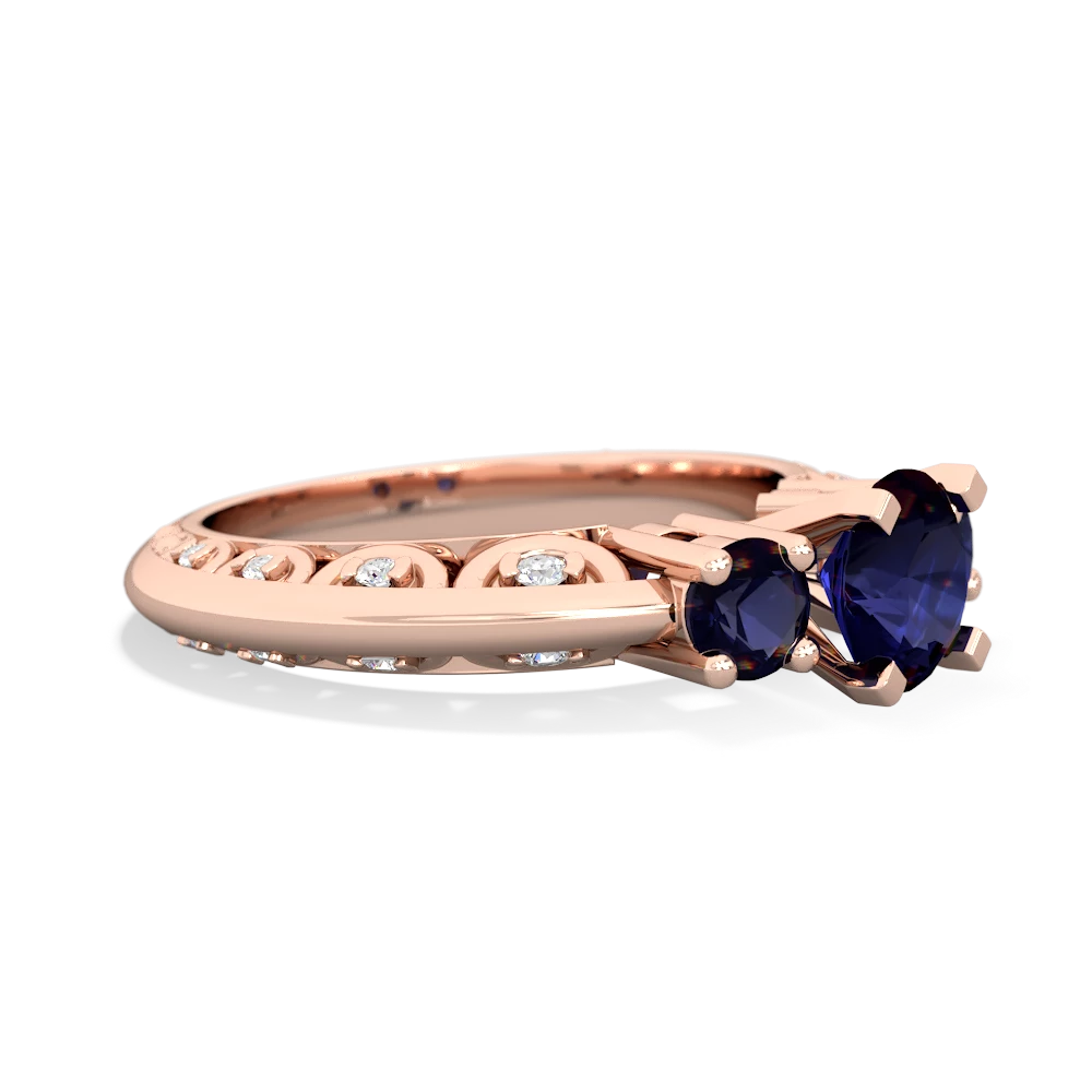 Sapphire Art Deco Eternal Embrace Engagement 14K Rose Gold ring C2003