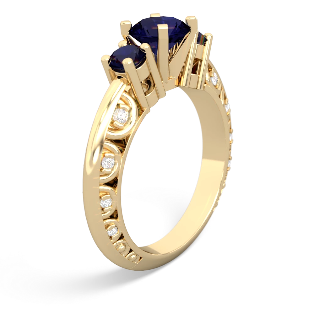 Sapphire Art Deco Eternal Embrace Engagement 14K Yellow Gold ring C2003