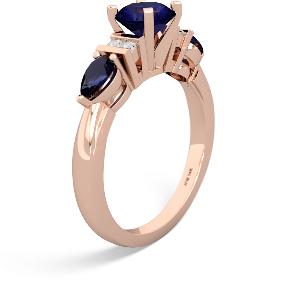 Sapphire 6Mm Round Eternal Embrace Engagement 14K Rose Gold ring R2005