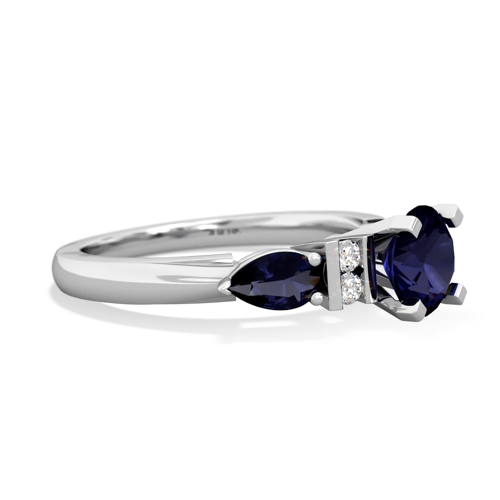 Sapphire 6Mm Round Eternal Embrace Engagement 14K White Gold ring R2005